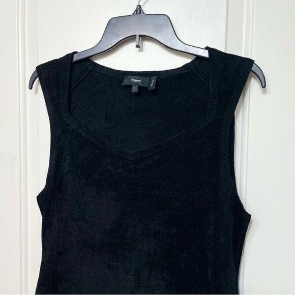 New Theory Micro Velvet Sleeveless Mini Dress in Black Size L - Picture 8 of 13